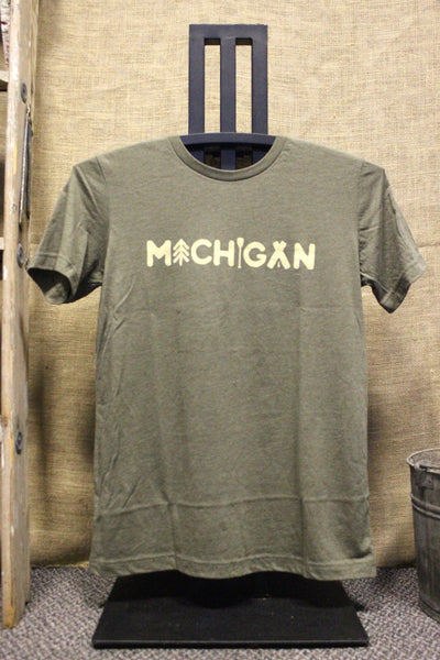 AUT012 # Michigan Outdoors Unisex TS - Heather Olive