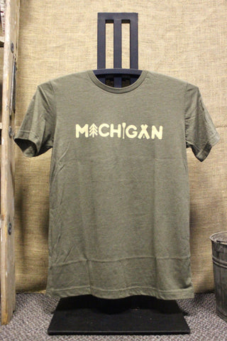 AUT012 # Michigan Outdoors Unisex TS - Heather Olive